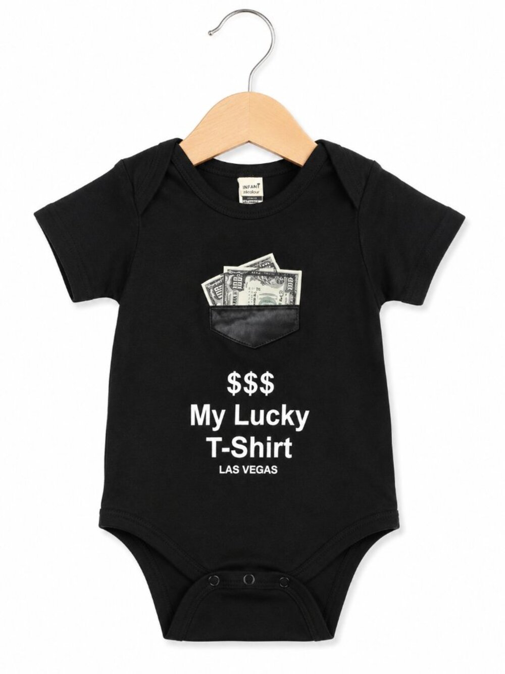 My Lucky Shirt Las Vegas Boys Girls Bodysuit Size 12 Months Black Kitschy NEW